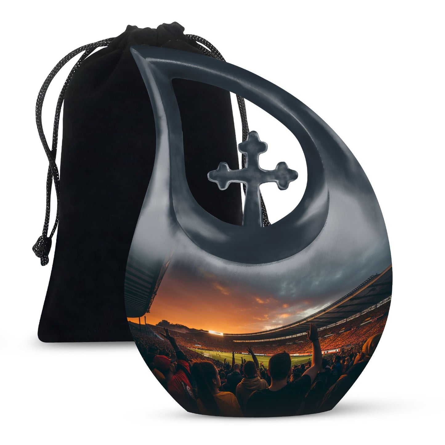 10-inch Sports Urn with Cross Drop design, customized 