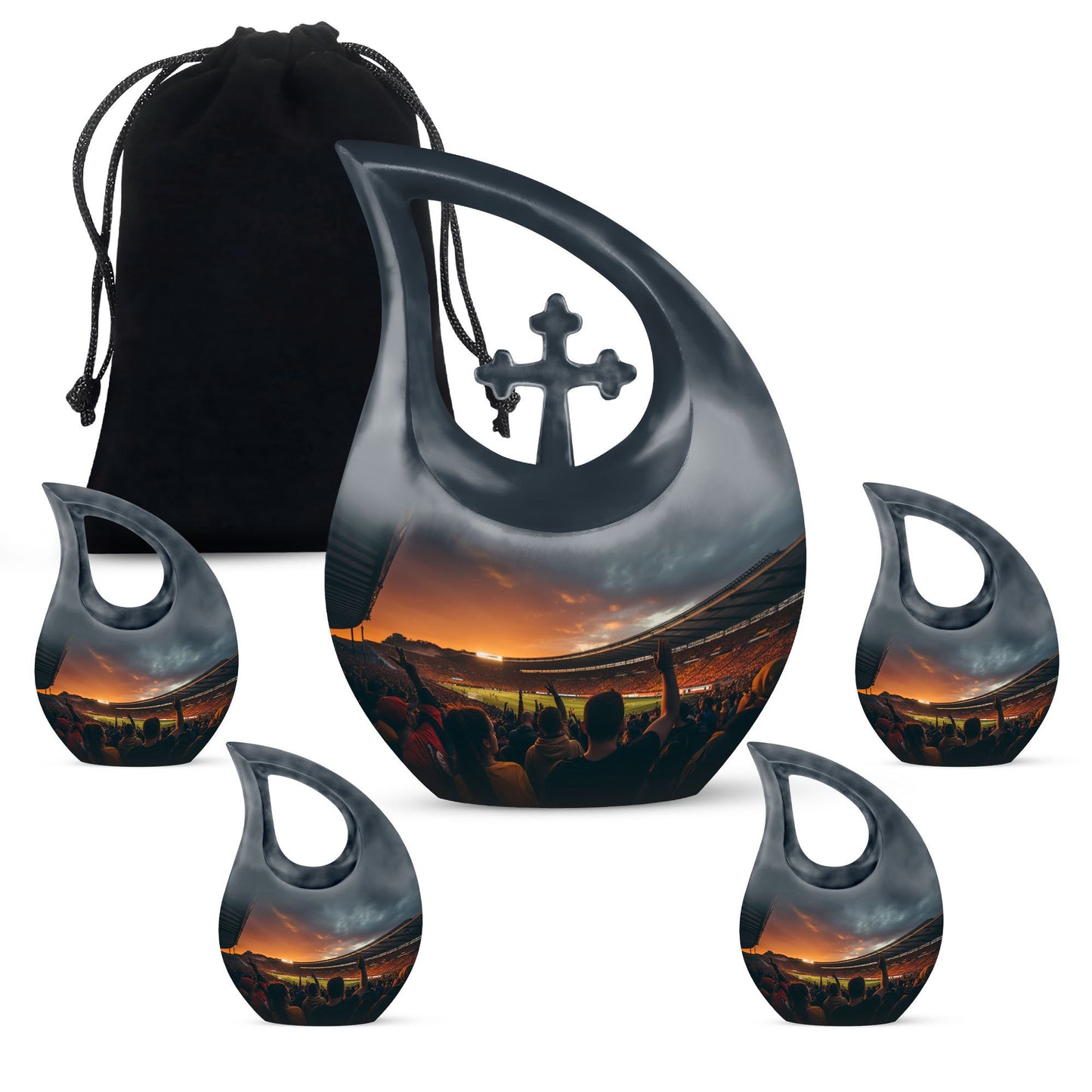 10-inch Sports Urn with Cross Drop design, customized 