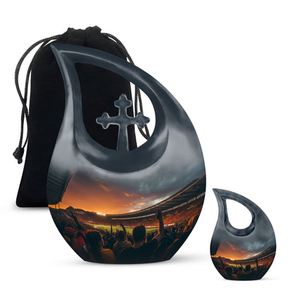 10-inch Sports Urn with Cross Drop design, customized 