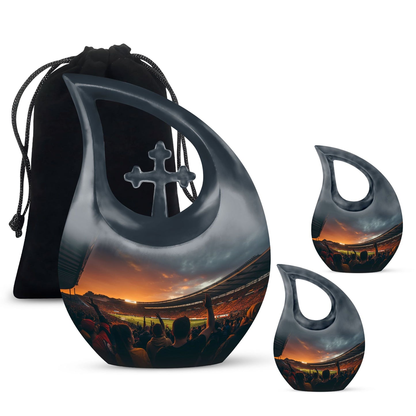 10-inch Sports Urn with Cross Drop design, customized 