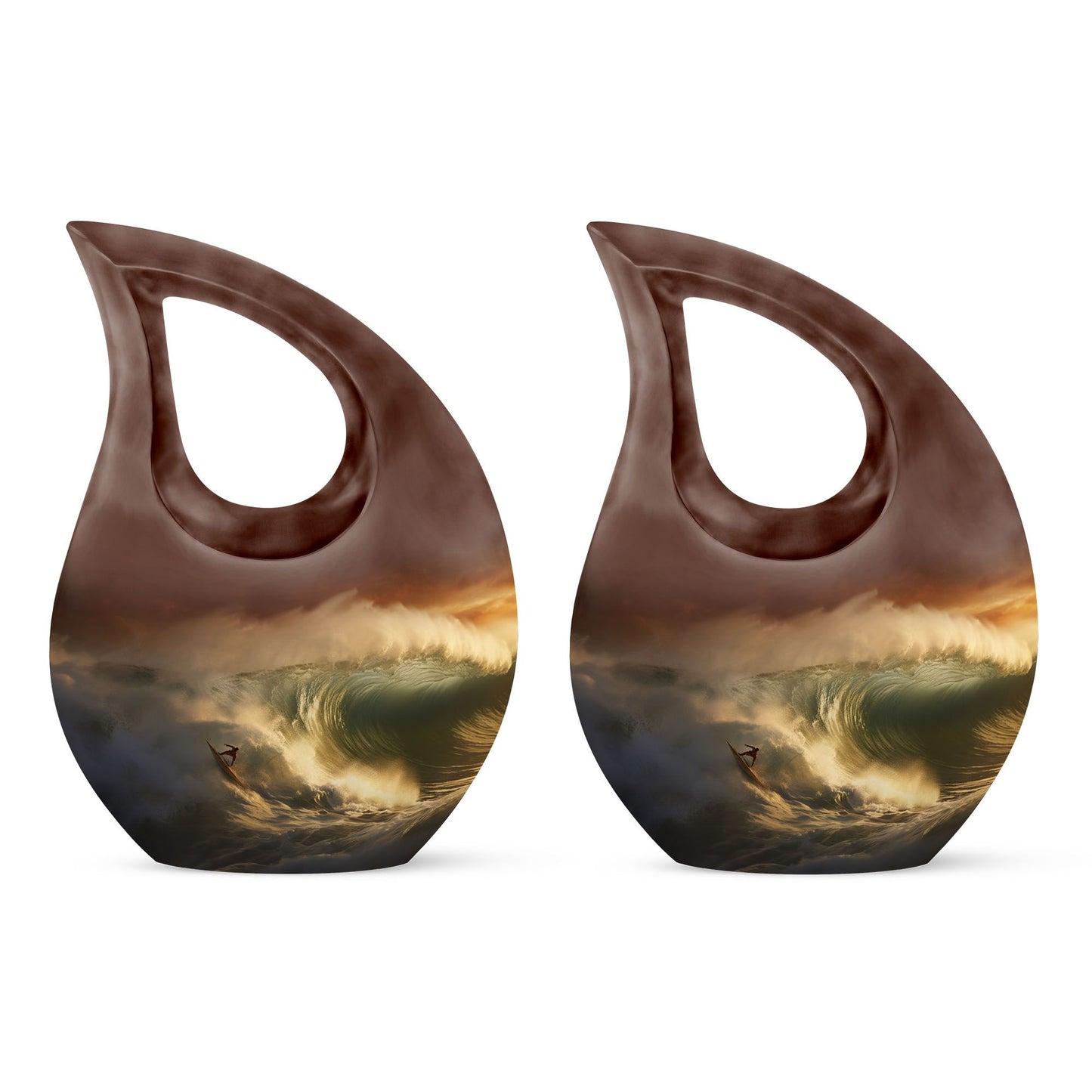 10-inch Surfing themed Cross Drop design, Companion Urn