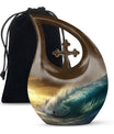 10-inch Surfing themed Cross Drop Aluminium Urn,