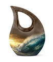 10-inch Surfing themed Cross Drop Aluminium Urn,
