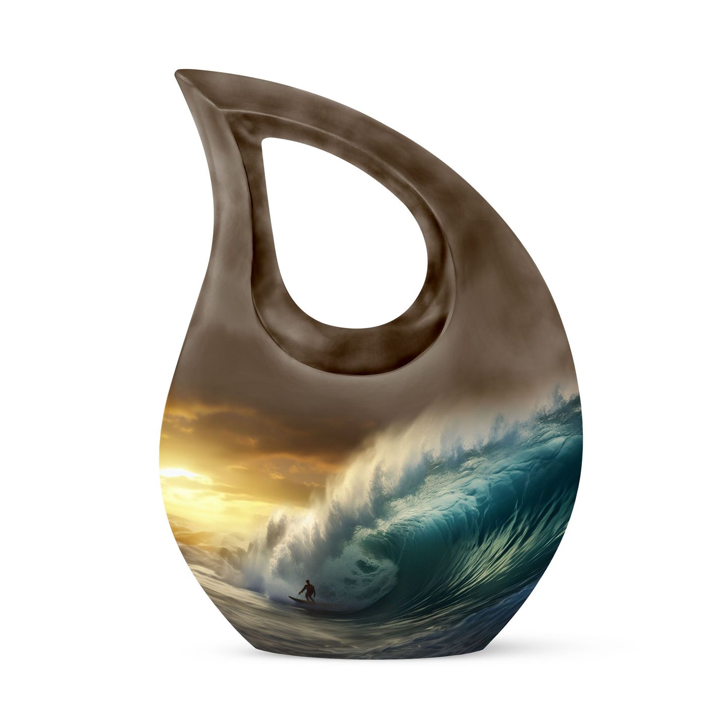 10-inch Surfing themed Cross Drop Aluminium Urn,