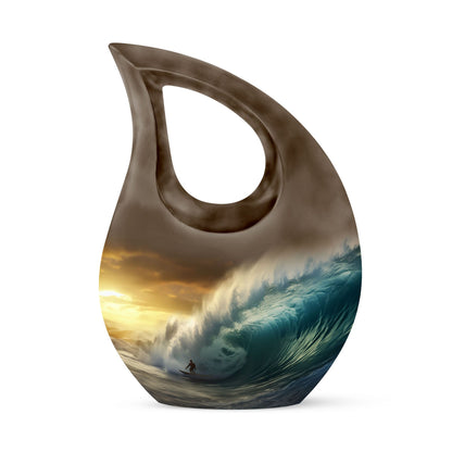 10-inch Surfing themed Cross Drop Aluminium Urn,