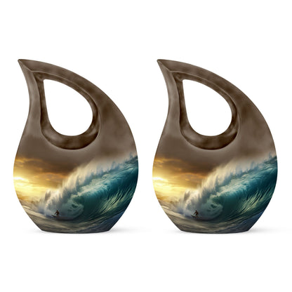 10-inch Surfing themed Cross Drop Aluminium Urn,