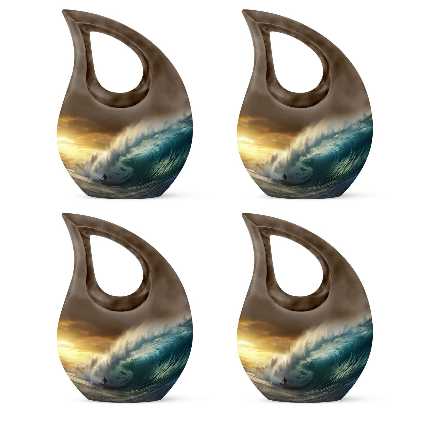 10-inch Surfing themed Cross Drop Aluminium Urn,