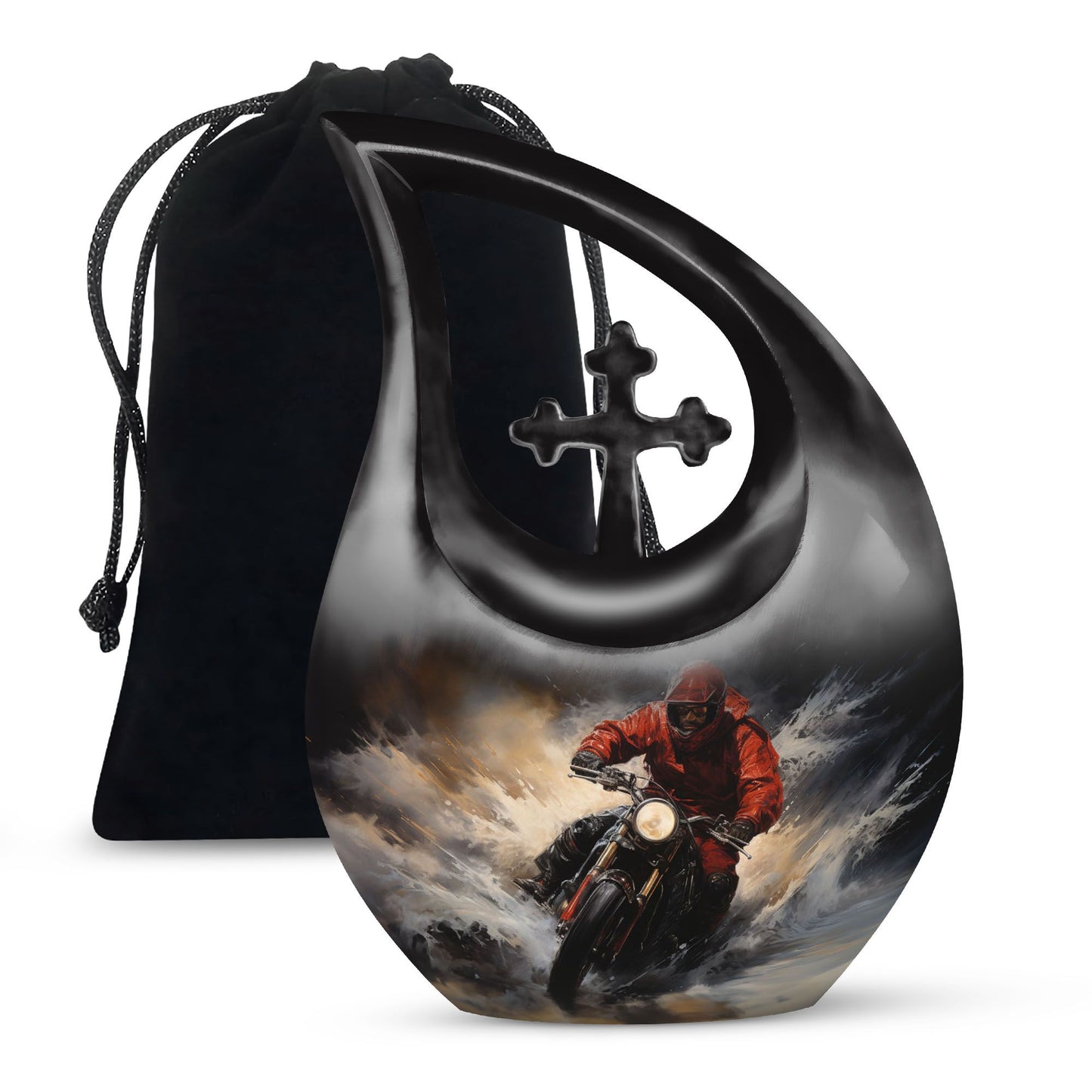 10 Inch Surfing Themed Cross Drop Miniature Memorial 