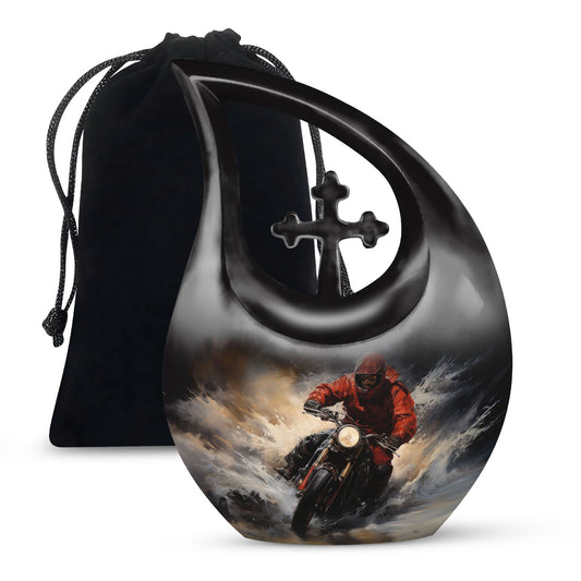 10 Inch Surfing Themed Cross Drop Miniature Memorial 