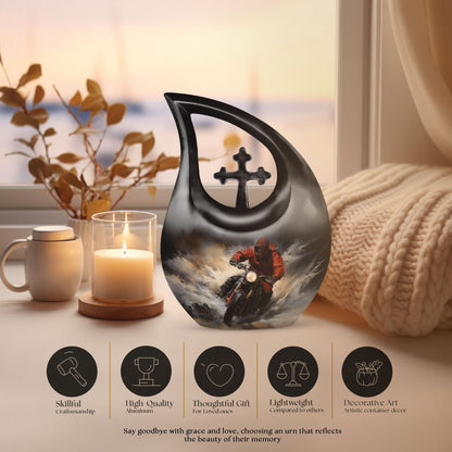 10 Inch Surfing Themed Cross Drop Miniature Memorial 