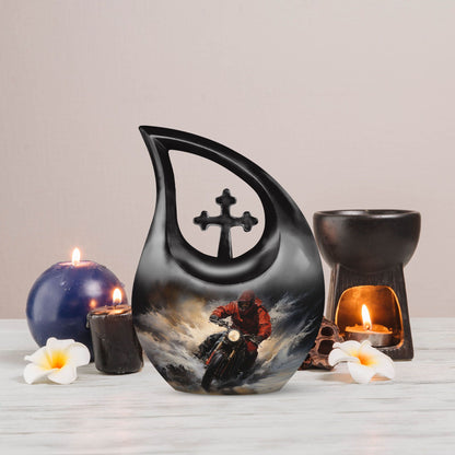 10 Inch Surfing Themed Cross Drop Miniature Memorial 