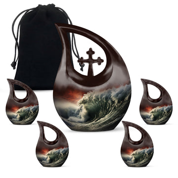 10 inch large Urn with 4 Keepsake 3 Inch Urns