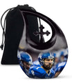 10-inch Aluminium Football Urn with Cross Drop