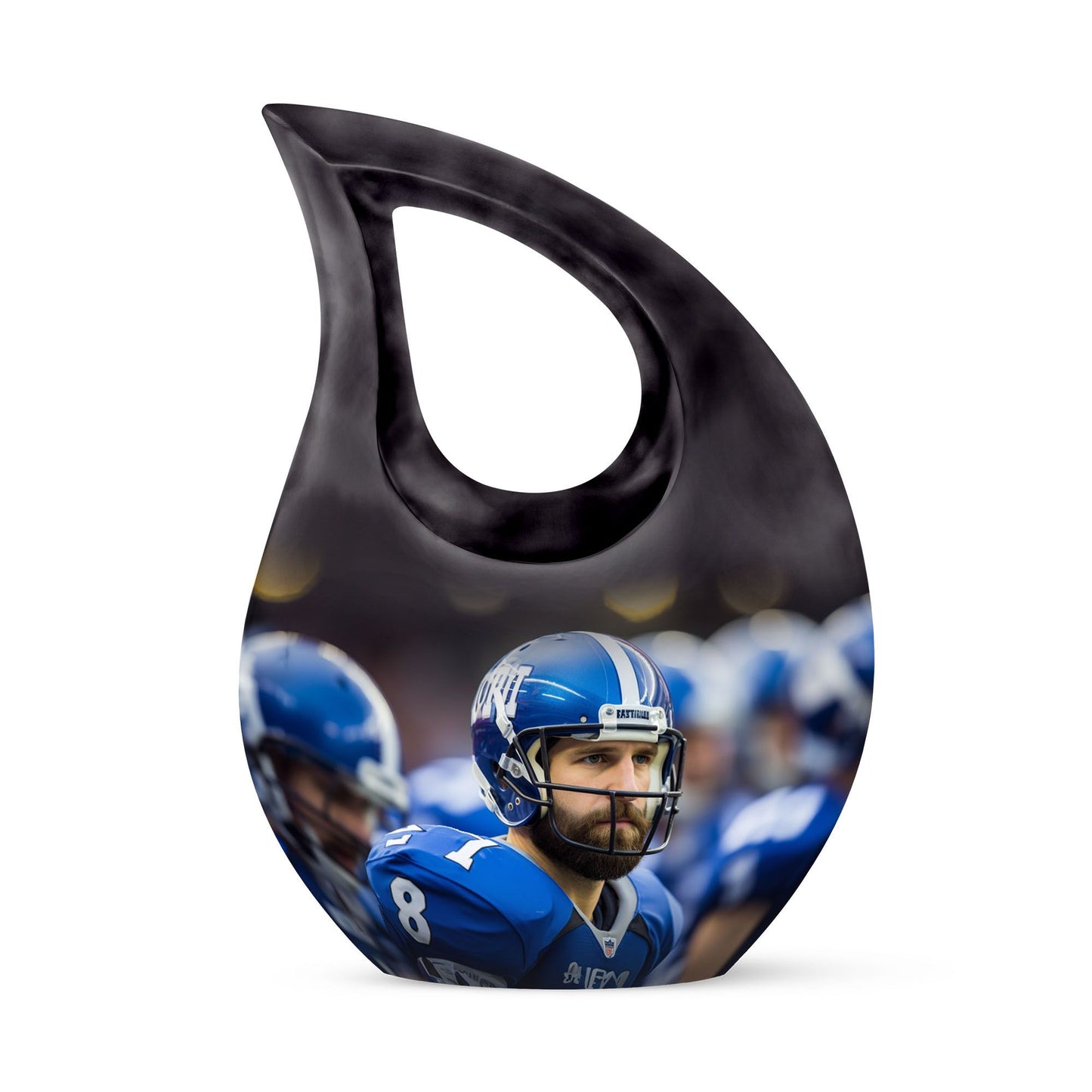10-inch Aluminium Football Urn with Cross Drop