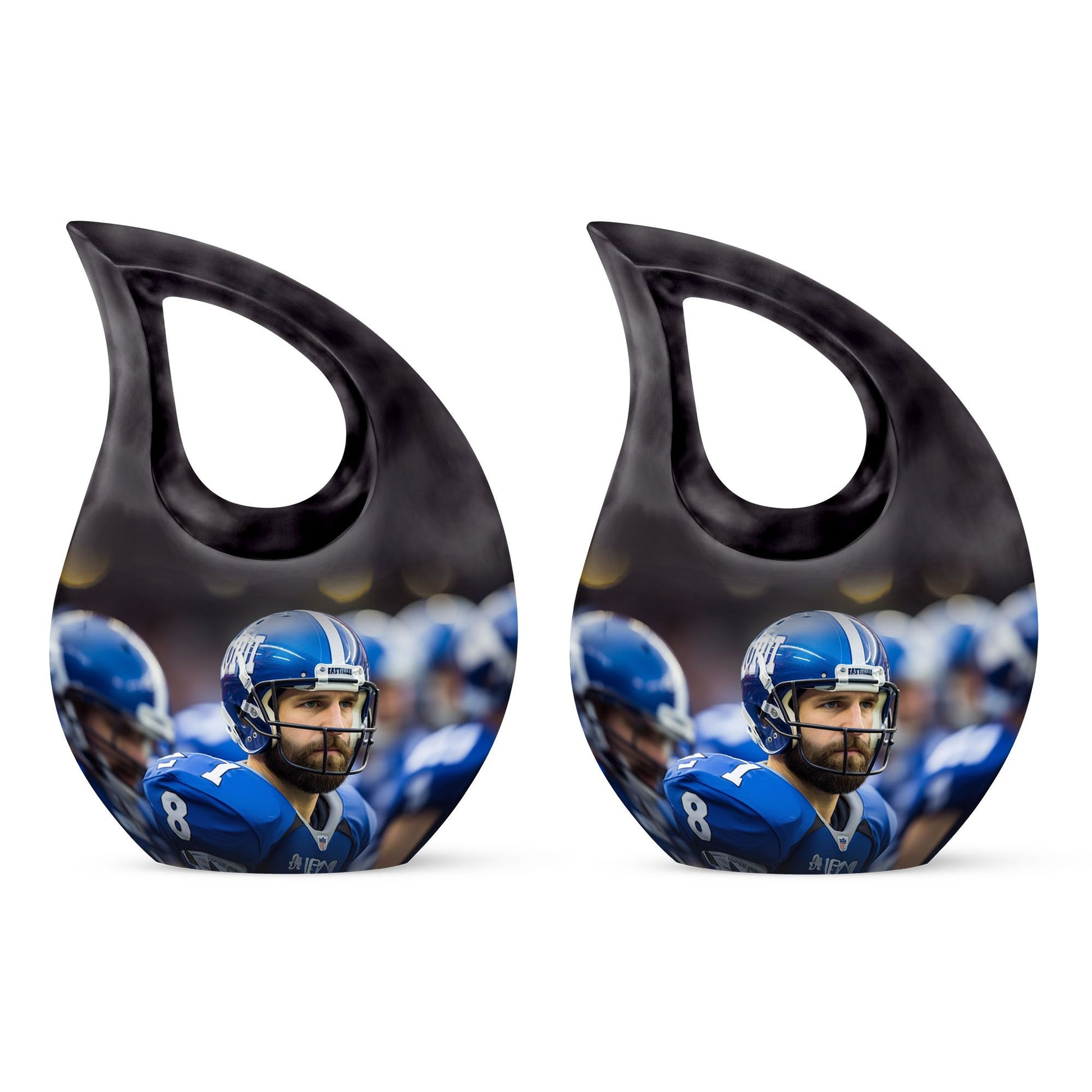 10-inch Aluminium Football Urn with Cross Drop