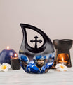 10-inch Aluminium Football Urn with Cross Drop