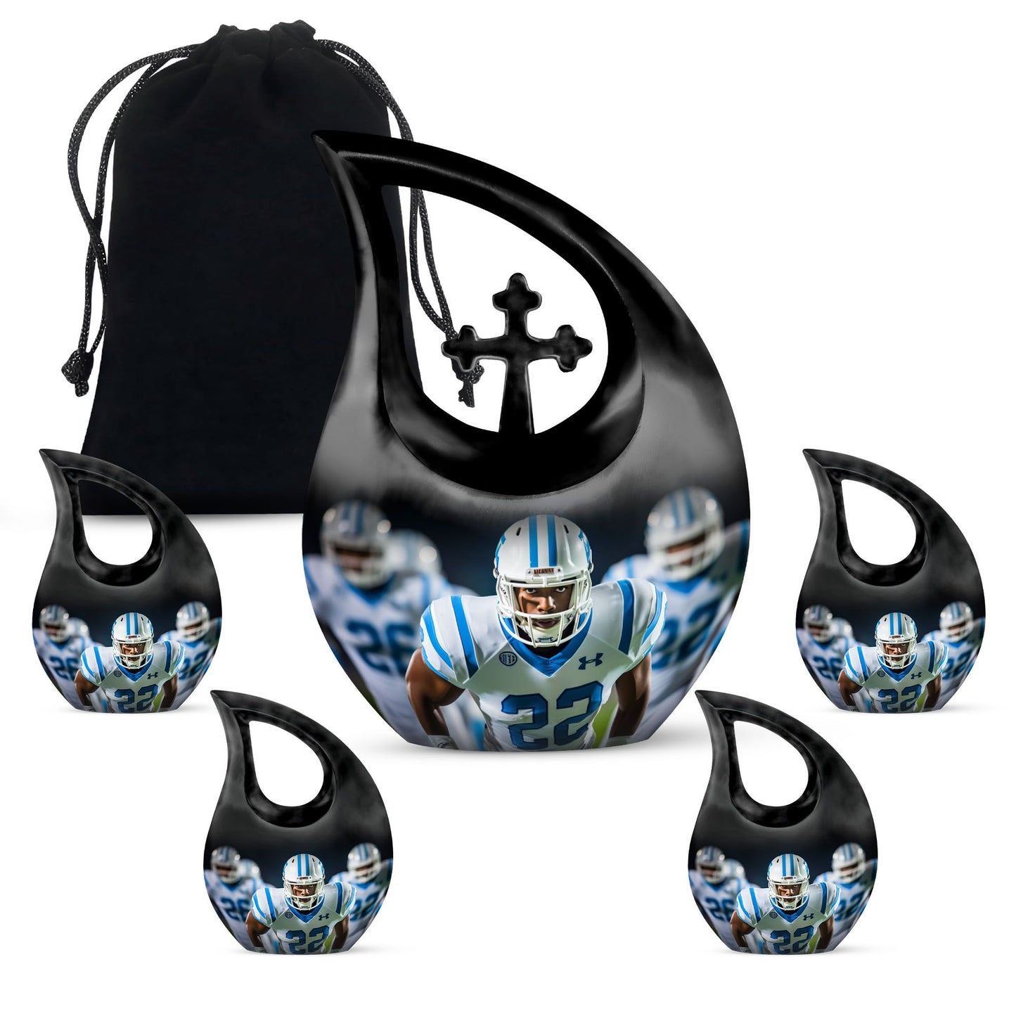 10-inch Football-themed Cross Drop design Memorial Urn 