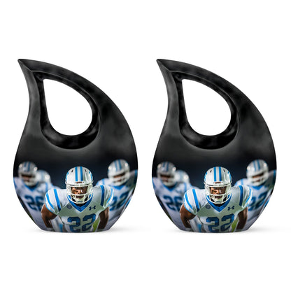 10-inch Football-themed Cross Drop design Memorial Urn 