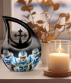 10-inch Football-themed Cross Drop design Memorial Urn 
