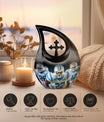 10-inch Football-themed Cross Drop design Memorial Urn 