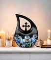 10-inch Football-themed Cross Drop design Memorial Urn 