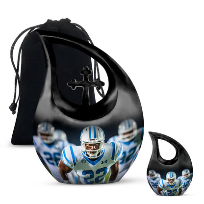10-inch Football-themed Cross Drop design Memorial Urn 