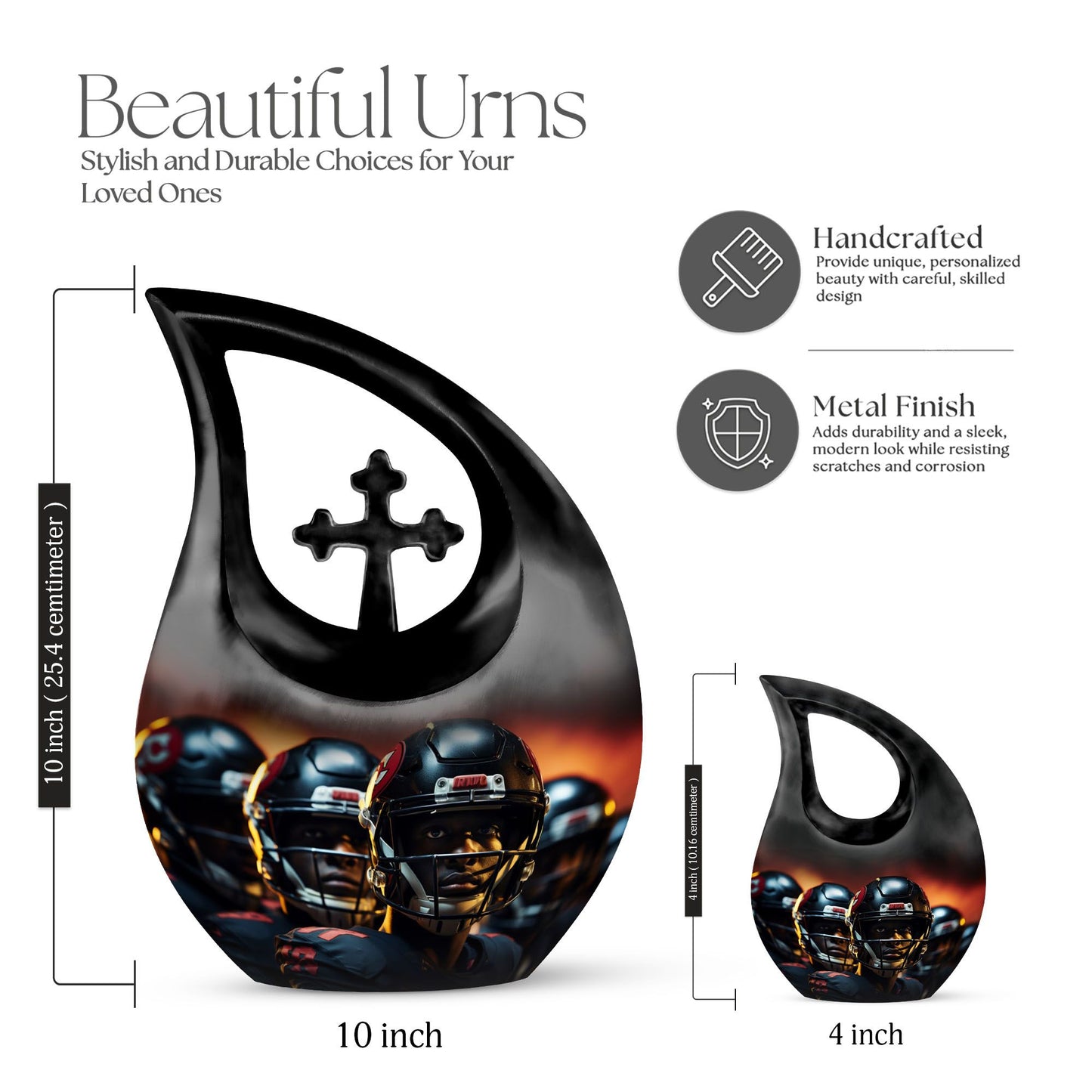 Large 10-inch Football Themed Cross Drop Design 