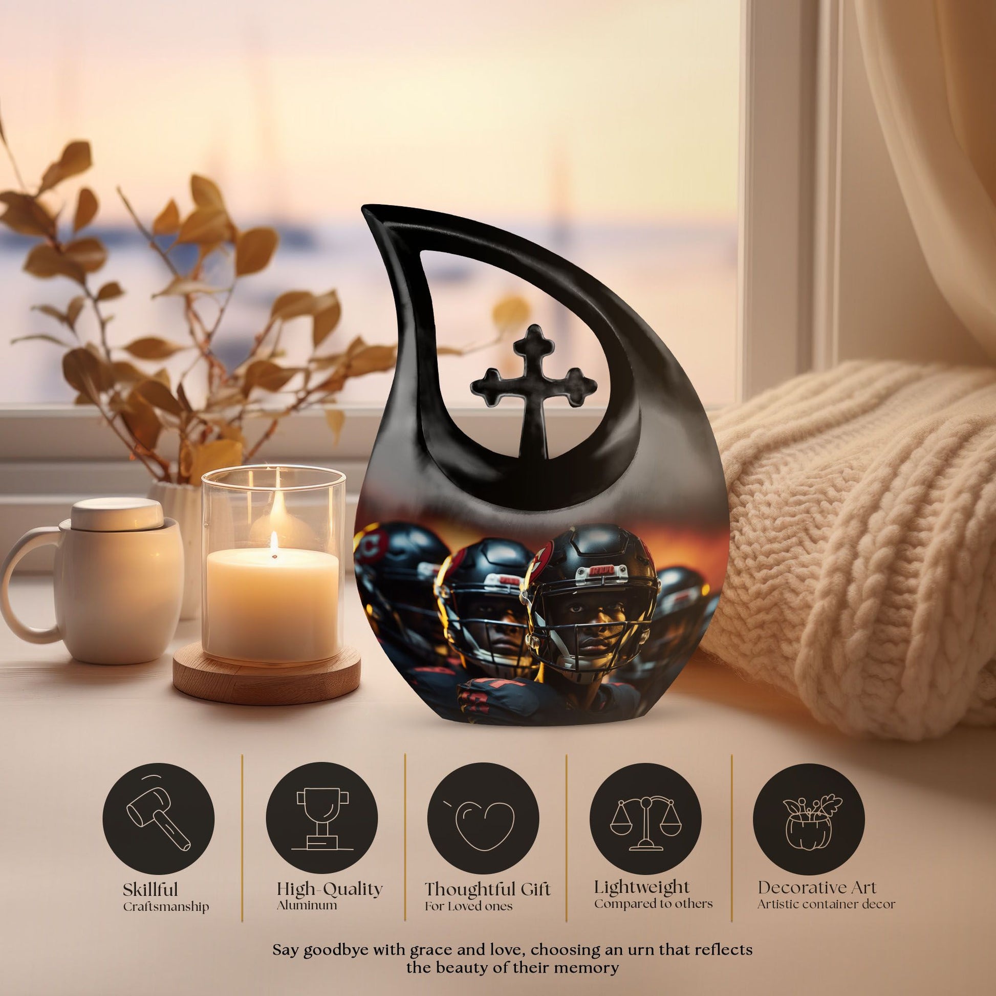 Large 10-inch Football Themed Cross Drop Design 