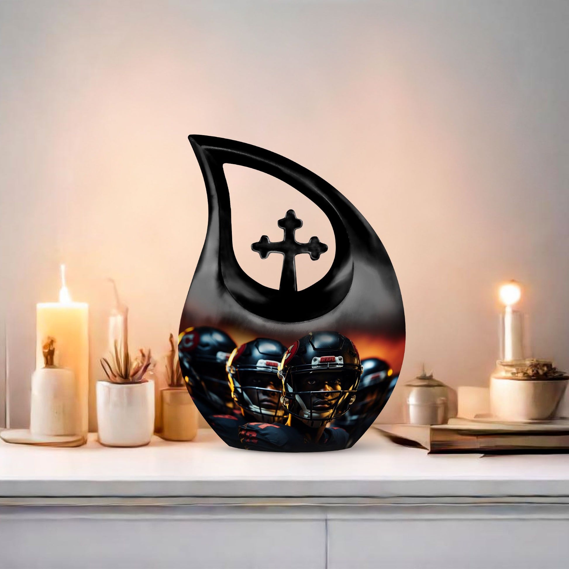 Large 10-inch Football Themed Cross Drop Design 