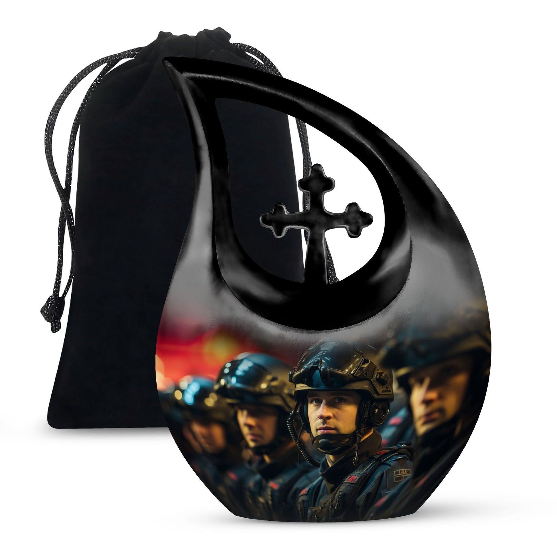 10-inch Football themed Large Cross Drop Urn for Human Ashes