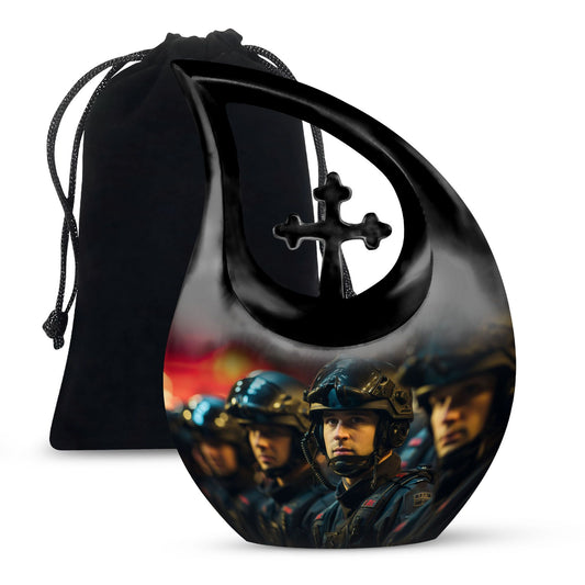 10-inch Football themed Large Cross Drop Urn for Human Ashes