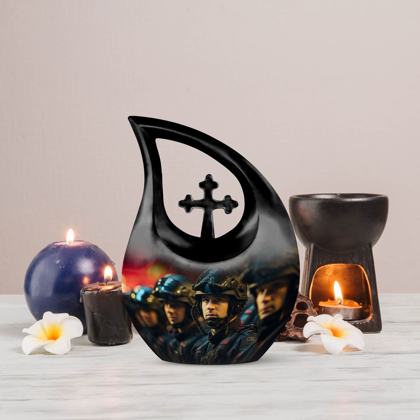 10-inch Football themed Large Cross Drop Urn for Human Ashes
