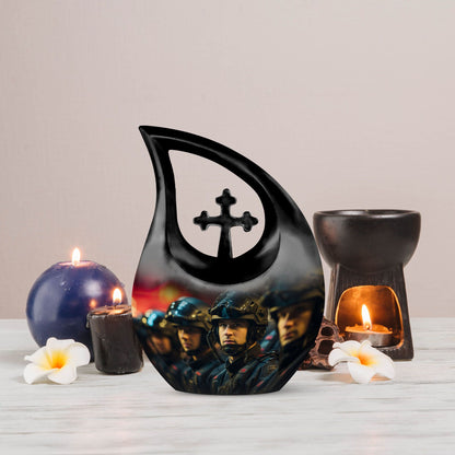10-inch Football themed Large Cross Drop Urn for Human Ashes
