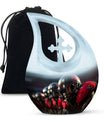 10-inch Football Urn with Cross Drop design, Aluminium 