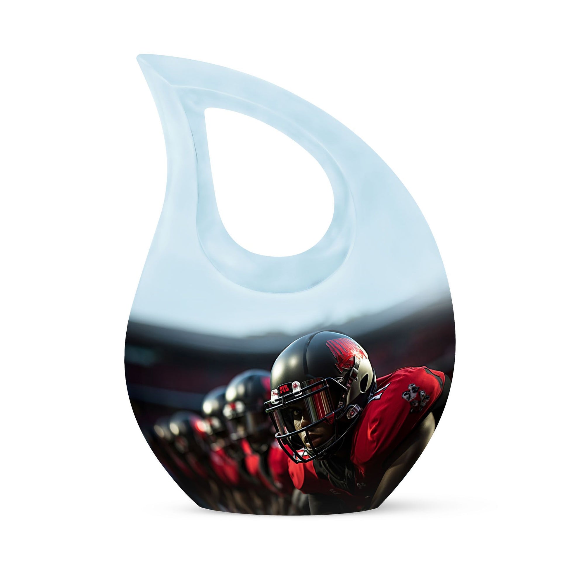 10-inch Football Urn with Cross Drop design, Aluminium 