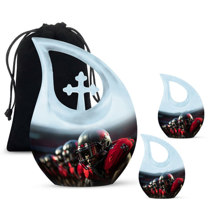 10-inch Football Urn with Cross Drop design, Aluminium 