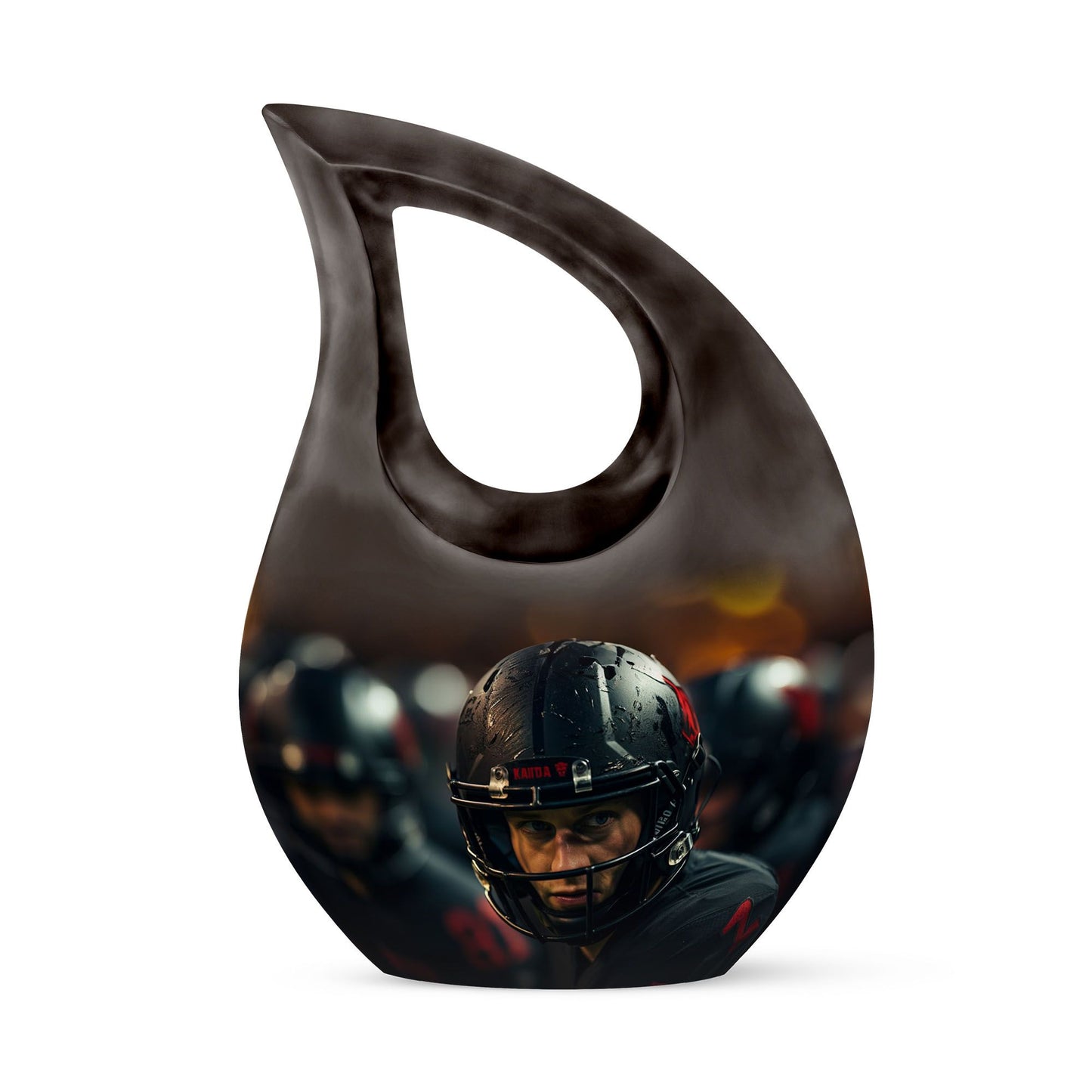 10-inch Football theme Cross Drop design Aluminum Large Urn 