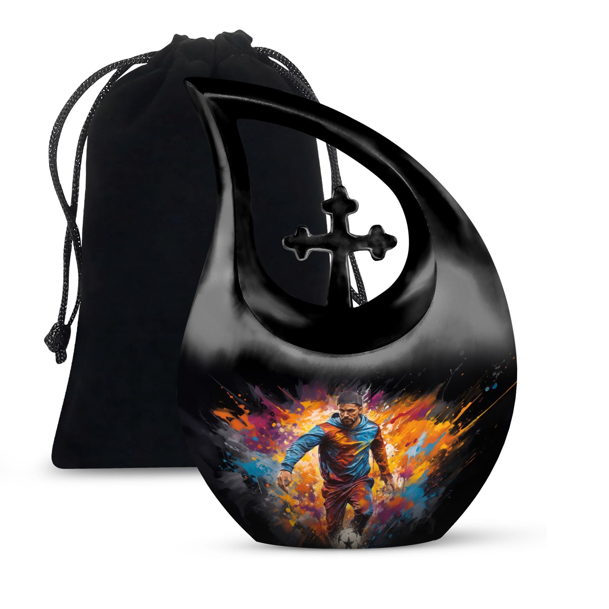 football-themed companion urns for adults, cross