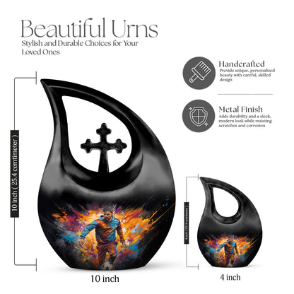 football-themed companion urns for adults, cross