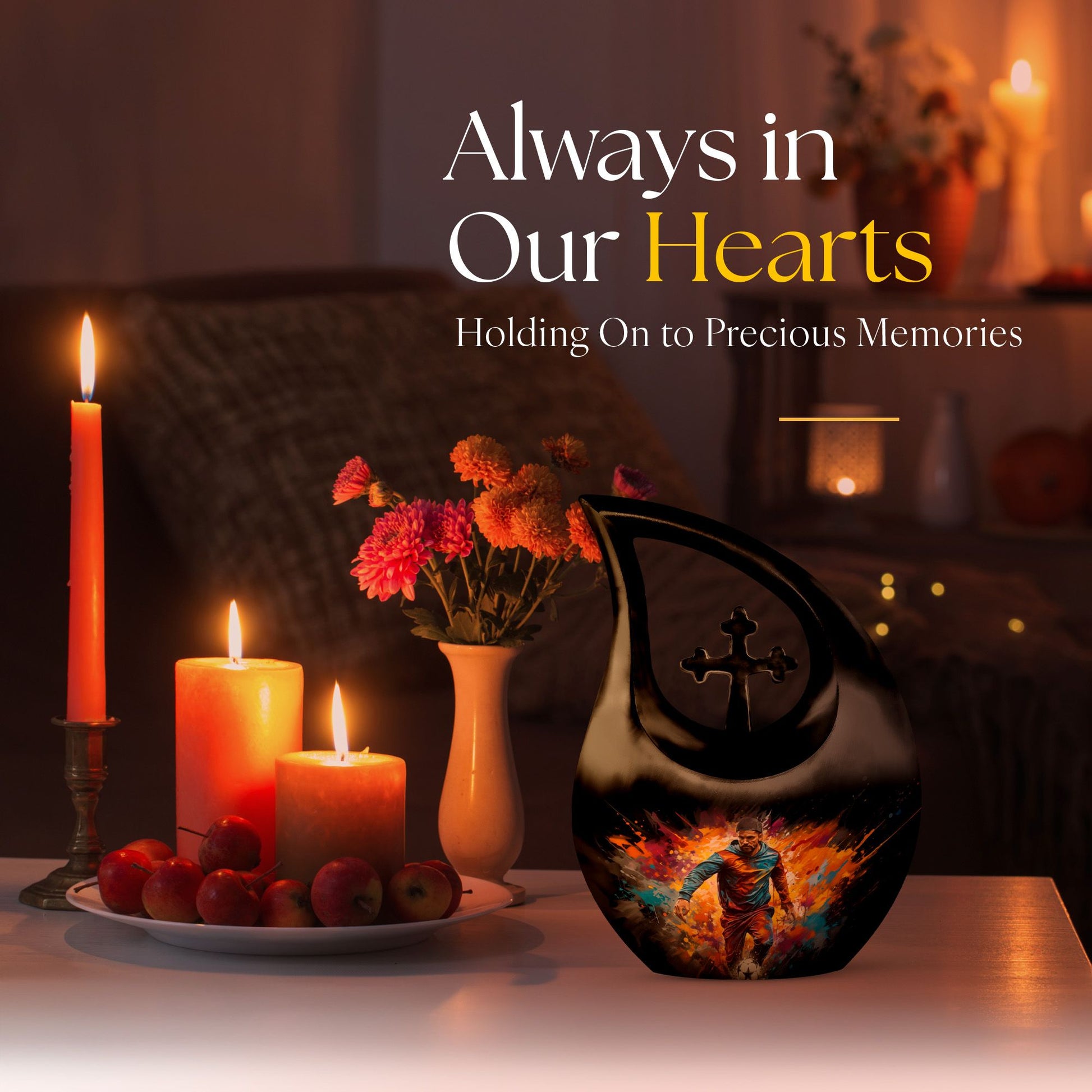 football-themed companion urns for adults, cross