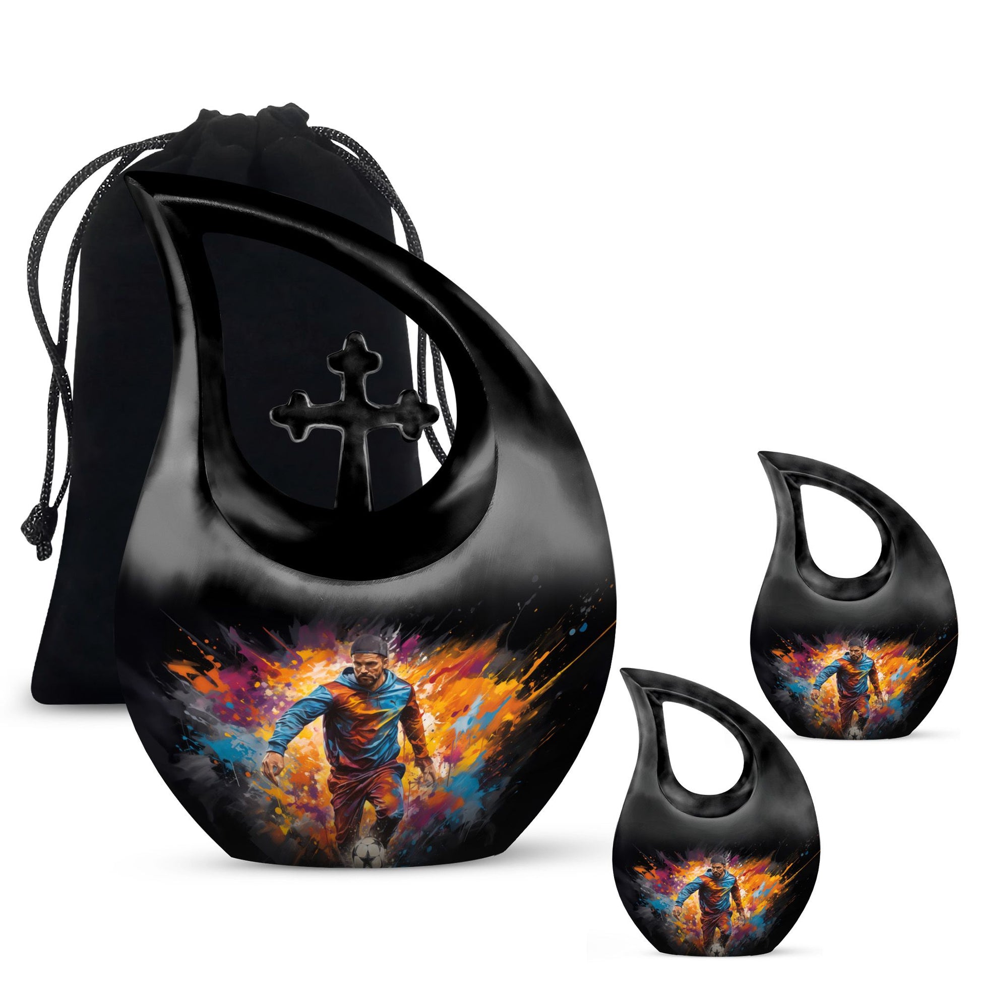 football-themed companion urns for adults, cross