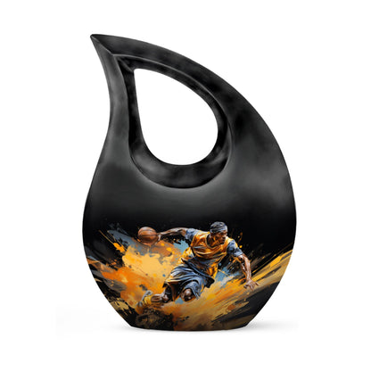 10-inch Football Urn with Cross Drop design,