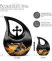 10-inch Football Urn with Cross Drop design,