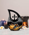 10-inch Football Urn with Cross Drop design,