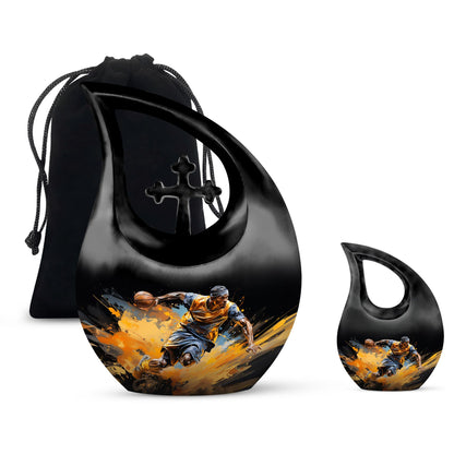 10-inch Football Urn with Cross Drop design,