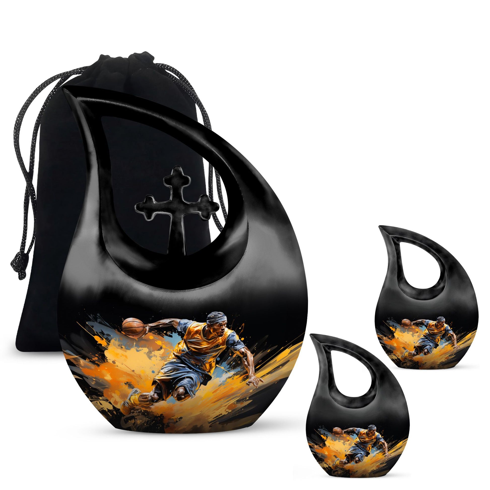 10-inch Football Urn with Cross Drop design,