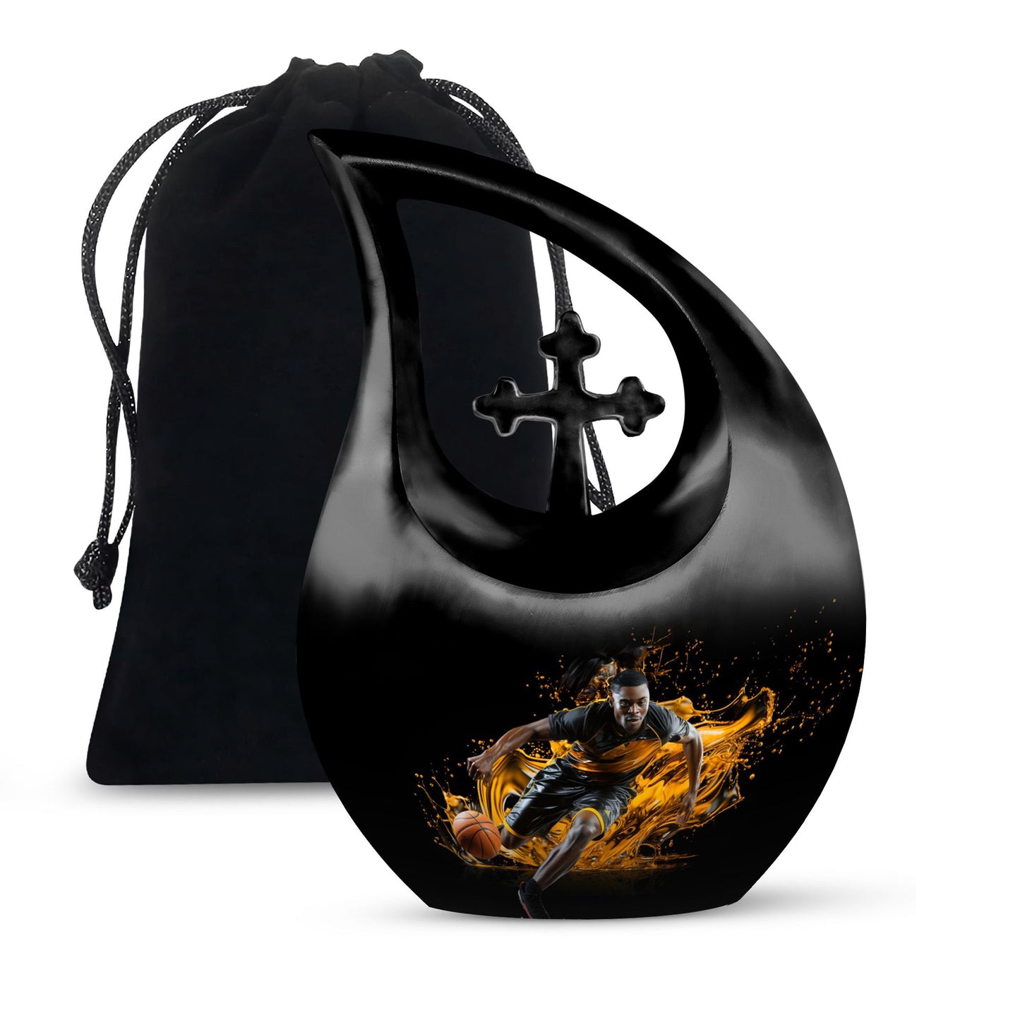 10 Inch Football Themed Cross Drop Designed Football Urn, 