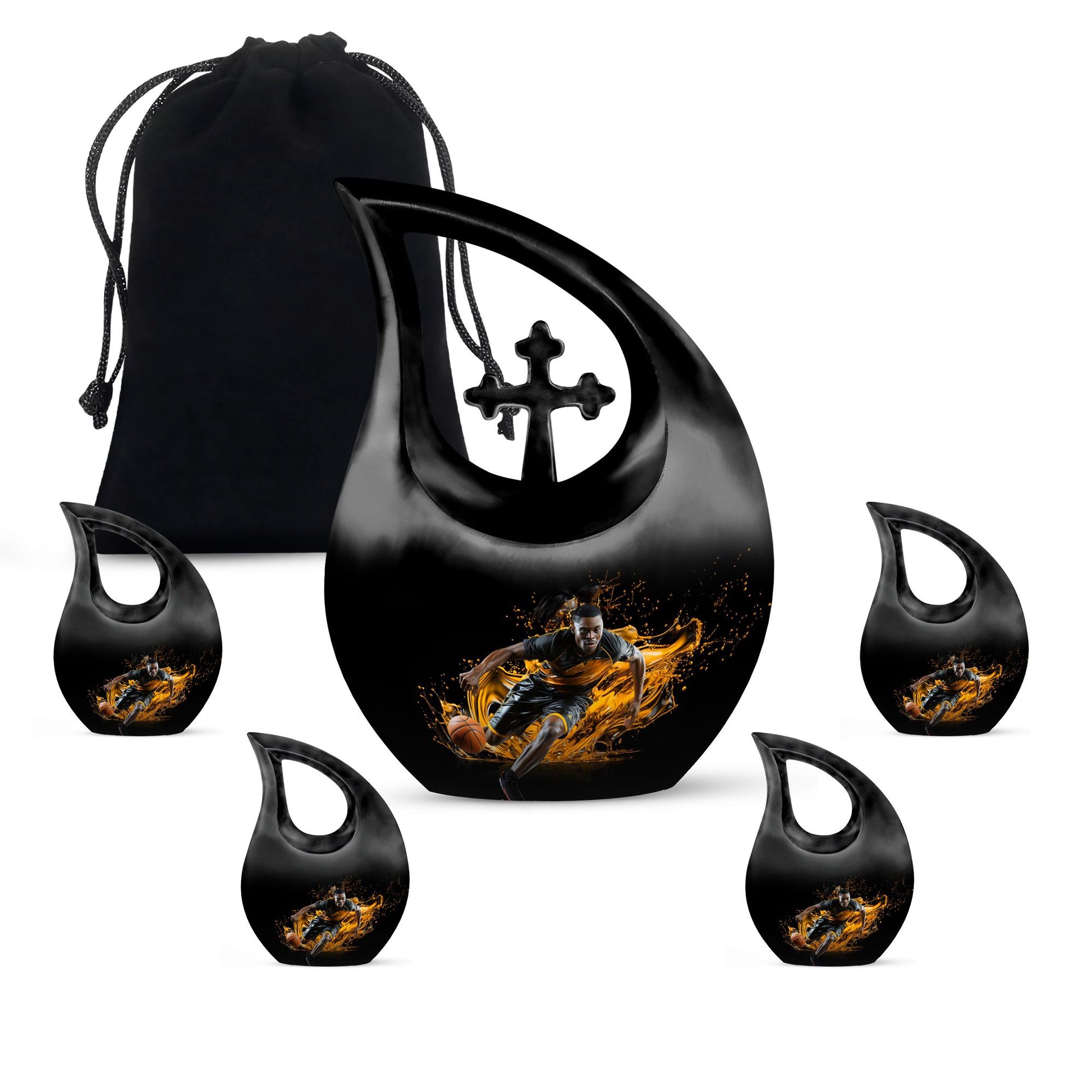 10 Inch Football Themed Cross Drop Designed Football Urn, 