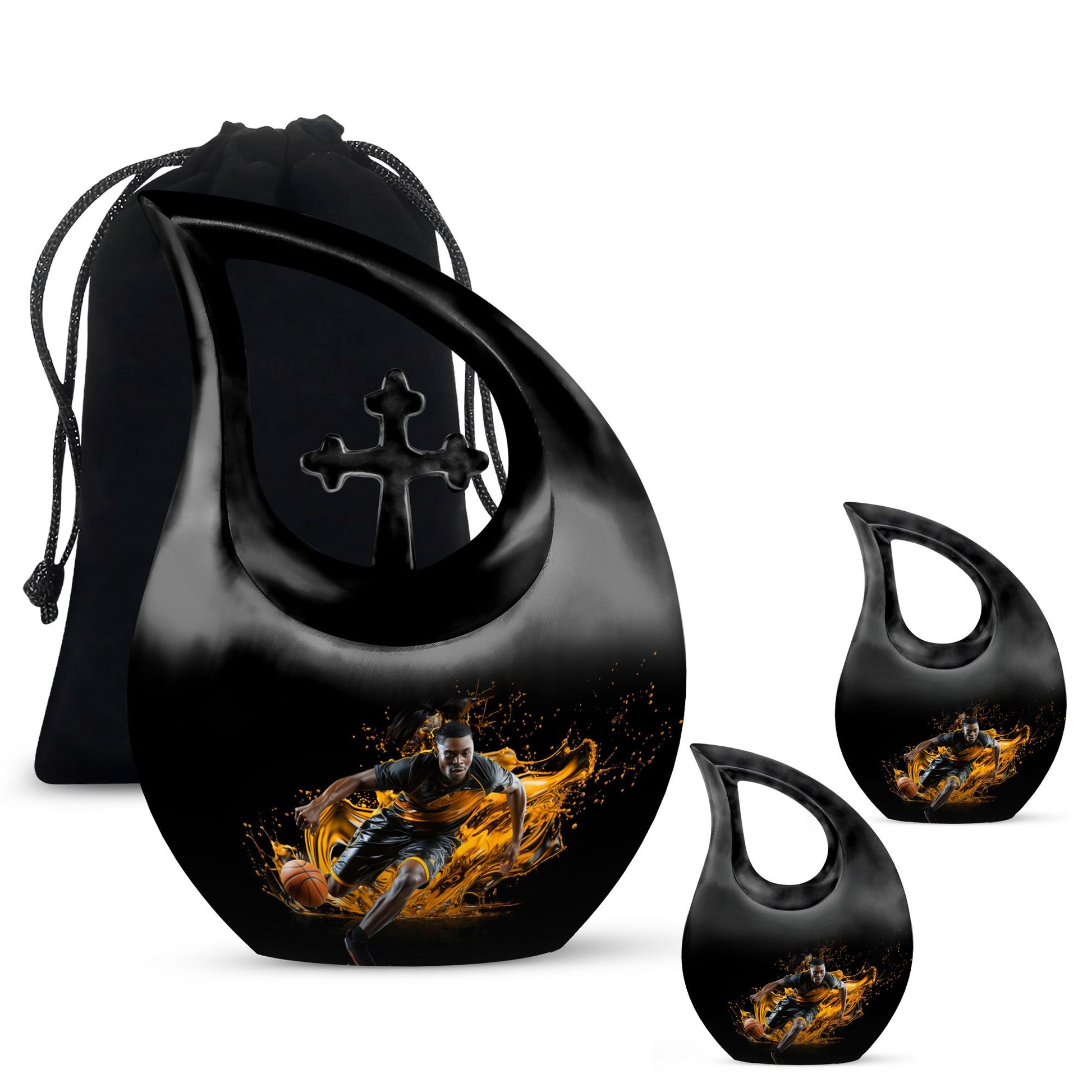 10 Inch Football Themed Cross Drop Designed Football Urn, 