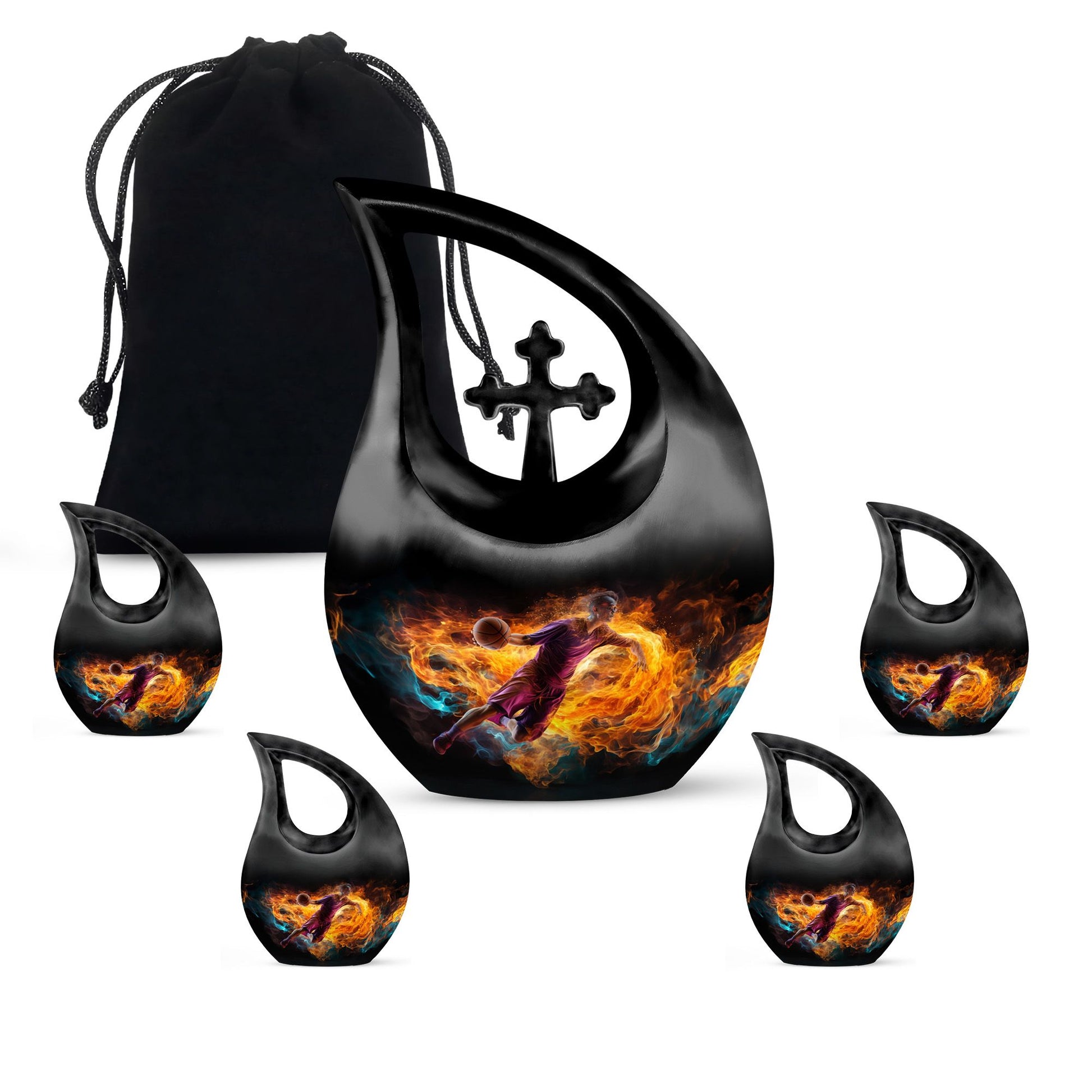 10-inch Football Urn with Cross Drop design for adults,